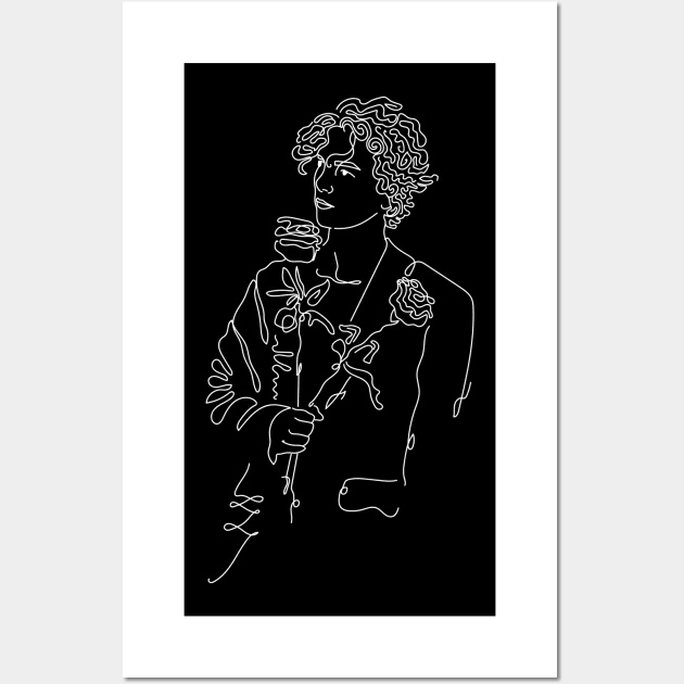 Timothee Chalamet lineart white shirt sticker rose Wall Art by nanaminhae